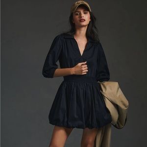 Porridge V Neck Bubble Mini Dress